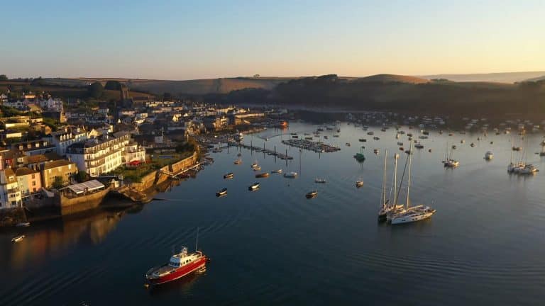 Salcombe town and harbour in South Devon at Sunrise